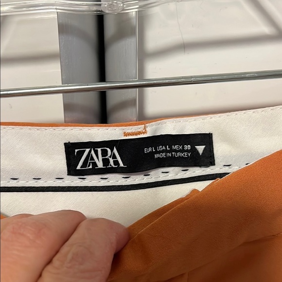 ZARA NWOT Orange Wide Leg Pleated Trouser Pants, Size L - Picture 2 of 12